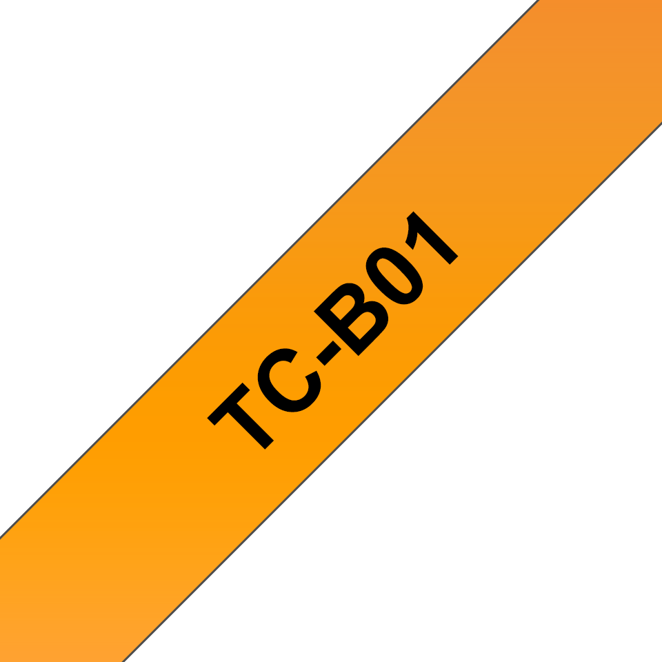 Original TC-B01 fluoreszierende Schriftbandkassette von Brother – Schwarz auf Orange, 12 mm breit